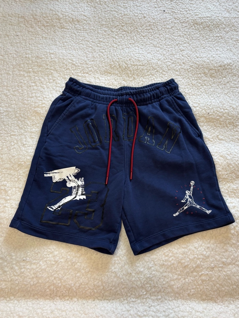 Jordan Men Navy Blue Graphic Essentials Fleece Shorts
